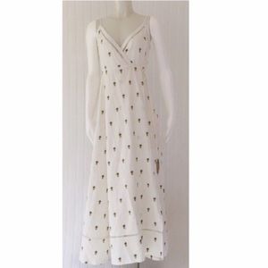 FARM Rio White Linen Maxi Wrap Pineapple Dress
